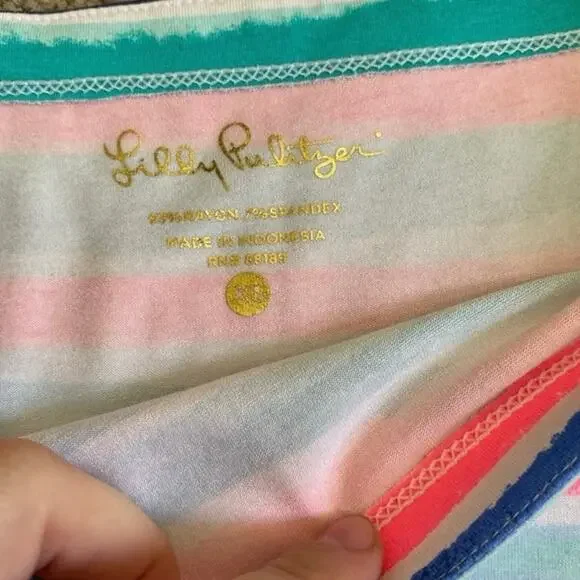 Lilly Pulitzer Sophie Shift Dress Sandy Shells 3/4 Sleeve Multi-Color Striped XS - Picture 7 of 16
